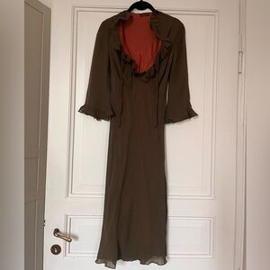 Rose D Ruffle Midi Dress Bias Cut Dress